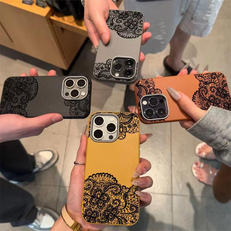 Black Pattern Phone Case for iPhone 14, 15, 16 Pro & 17 Pro - High-End Creative Design
