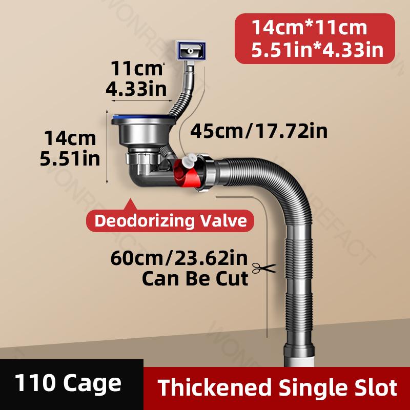 Double Sink Sewer Basin Sewer Pipe Fittings Double Dishwashing Sink Sink Drainage Pipe Set Kitchen Drain Pipe Anti Odor