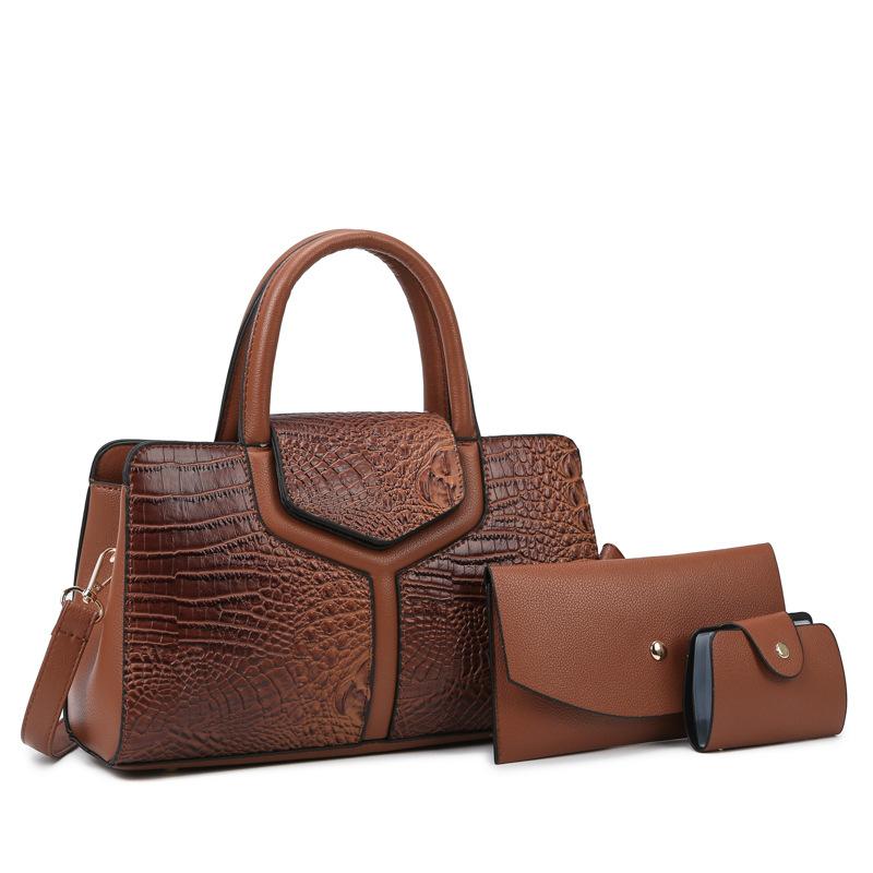Women's bag new crocodile pattern embossed mother and child bag fashionable retro large-capacity shoulder oblique span bag