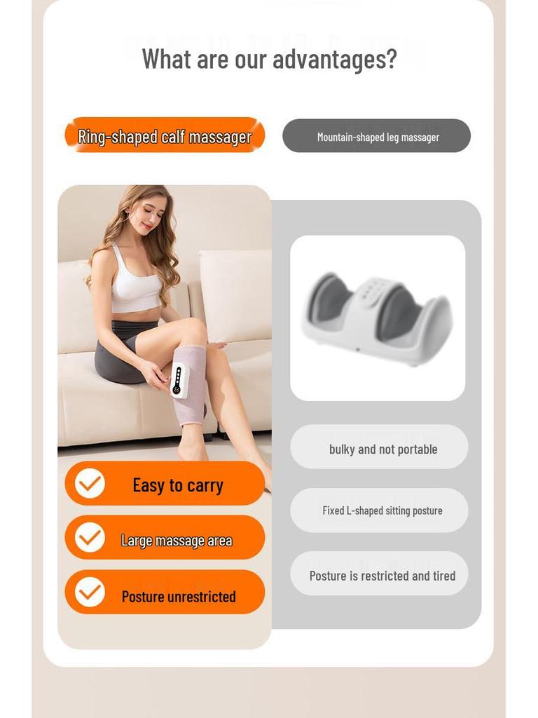 Air Pressure Hot Compress Calf & Leg Massager for Home Use - Relieve Soreness with Kneading Action