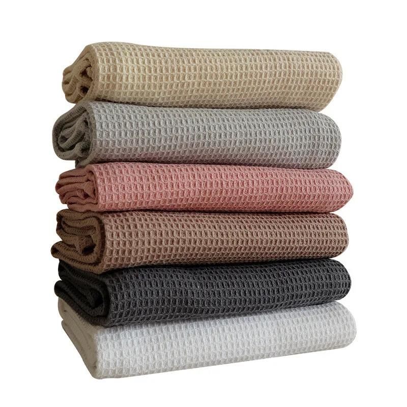 1Pc 45x65cm Waffle Cotton Solid Color Home Absorbent Tea Towel Kitchen Dish Cloth Table Napkin