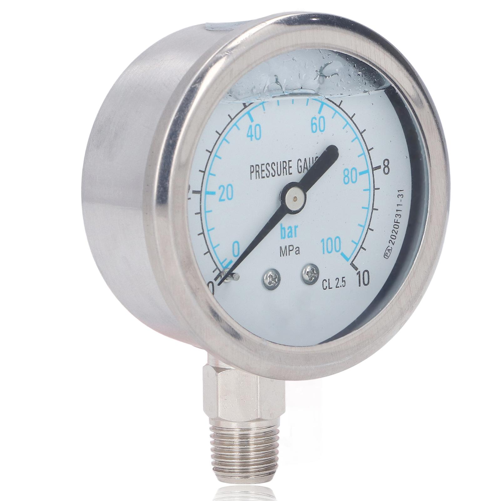 

Pressure Gauge Stainless Steel 14in NPT Oil Water Vacuum Pressure Meter for Household Industrial