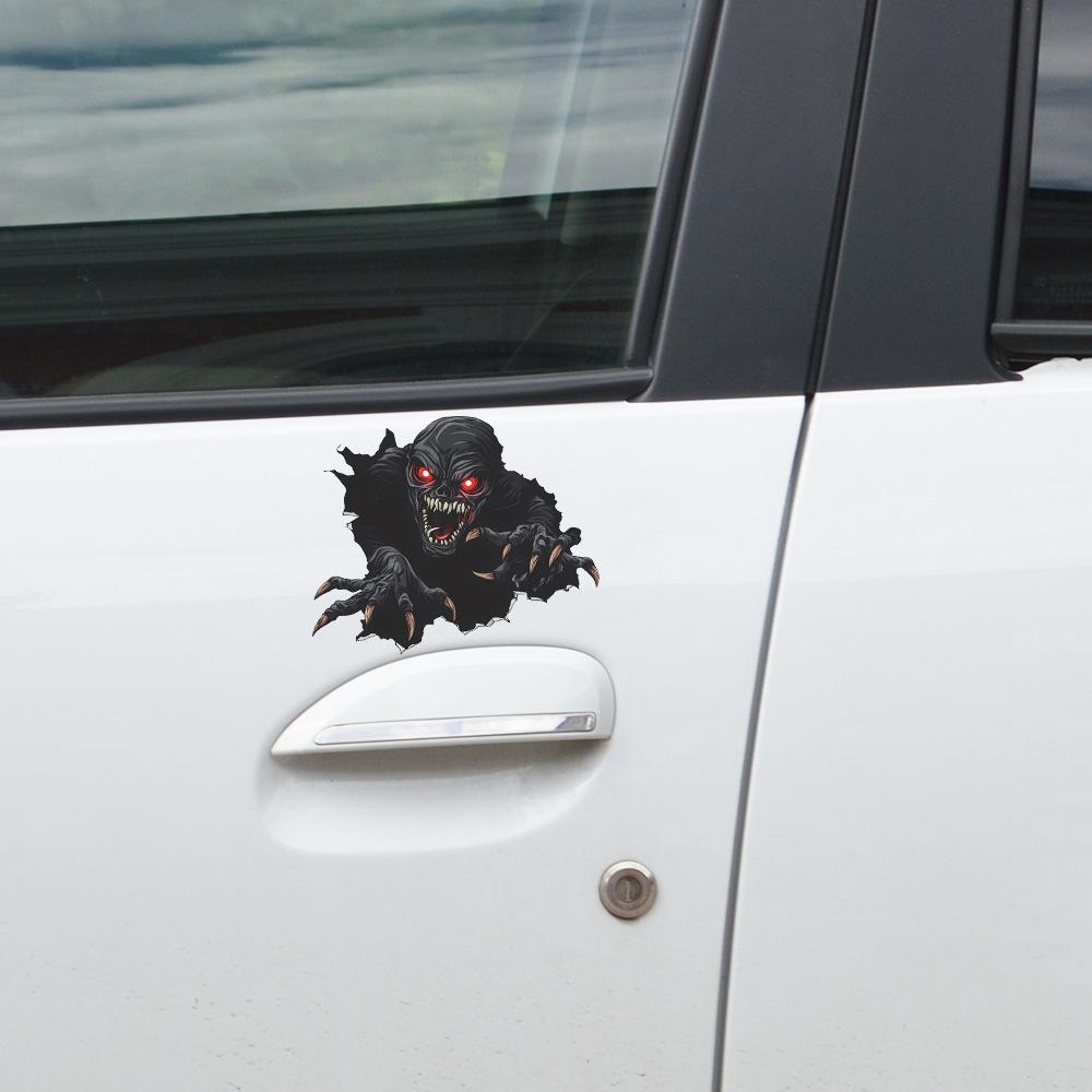 Halloween Hole-piercing Horror Skull Car Sticker Festive Atmosphere Decoration Car Sticker