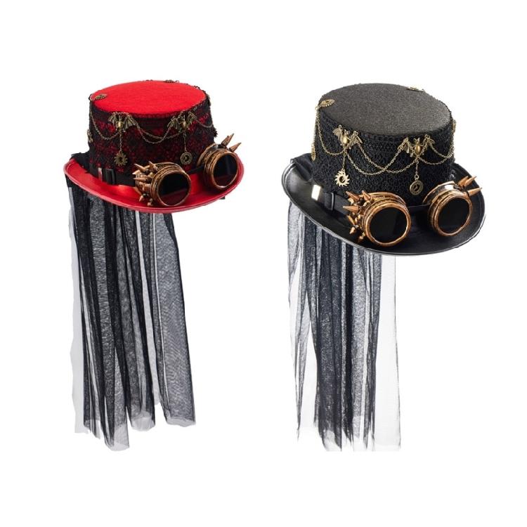 Goggles Top Hat Victorians Hat Handmade Magicians Hat Steampunks Gear Hat