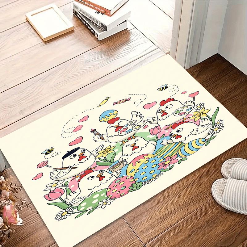 

Trendy Easter Chick Painting Rugs Colorful Carpets Soft Non Slip Mats Must Haves for Kids Rooms & Cheerful Festive Spaces Home 40X60cm