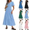 Summer Casual Lace Hollow Out Short Sleeve Solid Color Dress Women Long Dresses Fashion
