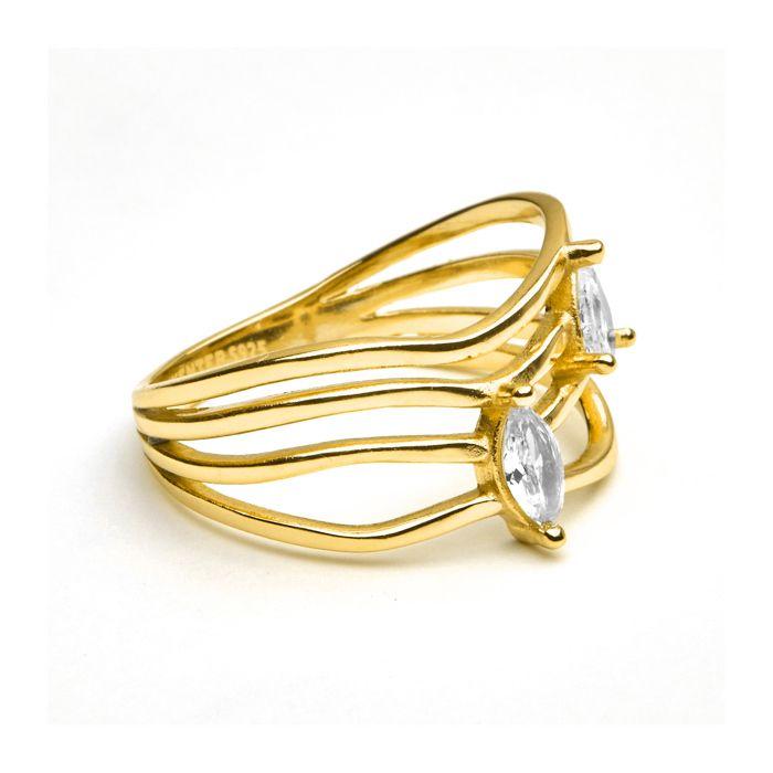 Anneau - LUXENTER - Tanduf - Argent sterling 925 - Zircone brillante - Finition or 18K