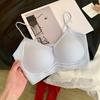 Women Summer Ultra Thin Thin Shoulder Belt Cool Feeling Without Trace Breathable Small Chest Gathers Beautiful Back Underwear
