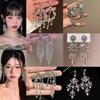 European & American Geometric Rhinestone Flower Tassel Earrings - Luxurious & Fashionable Ear Studs for Women