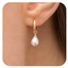 Trendy Simulation Pearl Dangle Drop Hoop Earrings Irregular Knot Studs Hypoallergenic Earrings