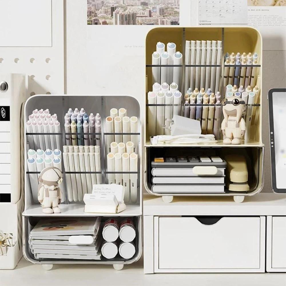 Transparent Desk Organizer Box Large Capacity Stationary Organizer Desktop Storage Drawers  School