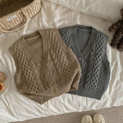 Trendy V-Neck Sleeveless Knitted Sweater Vest for Kids - Warm Autumn/Winter Outerwear