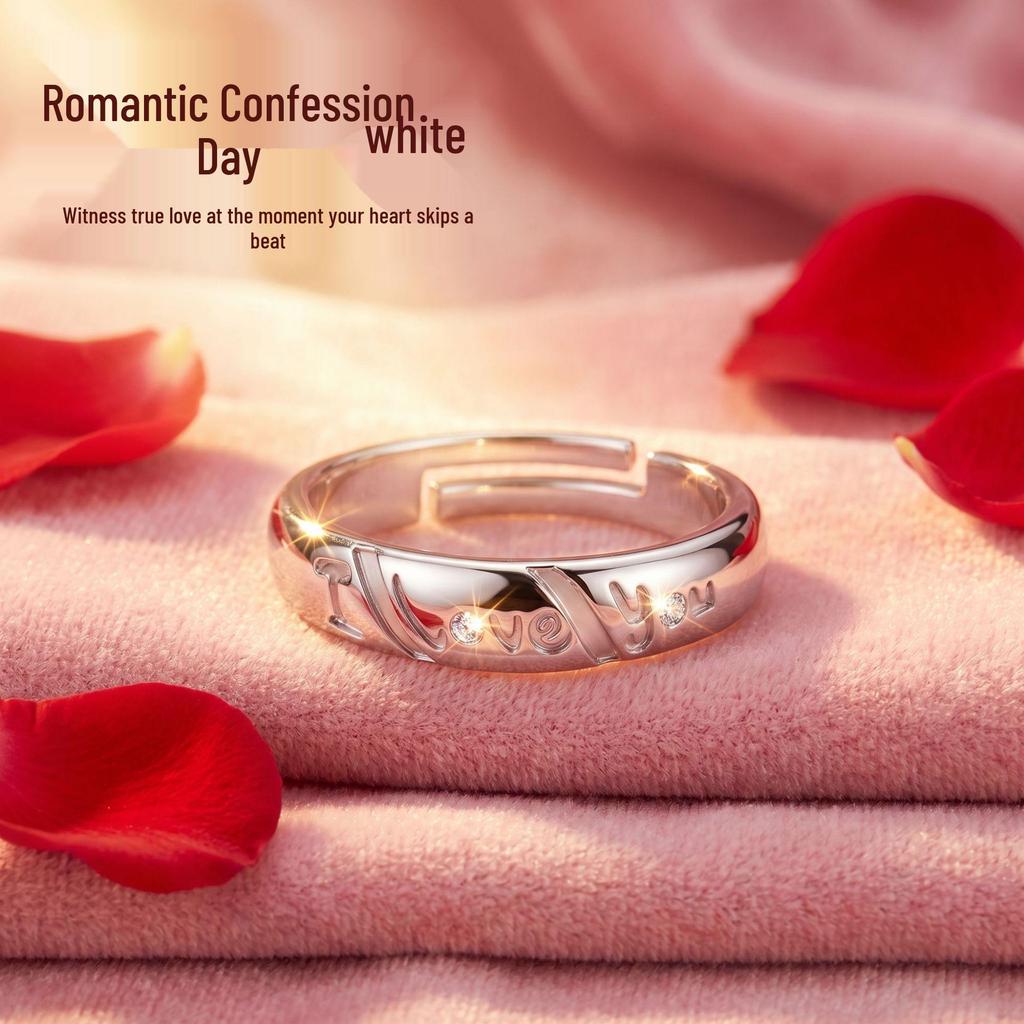 Elegant 'I Love You' Adjustable Couple Rings - Luxurious, Versatile Accessories for Girlfriends