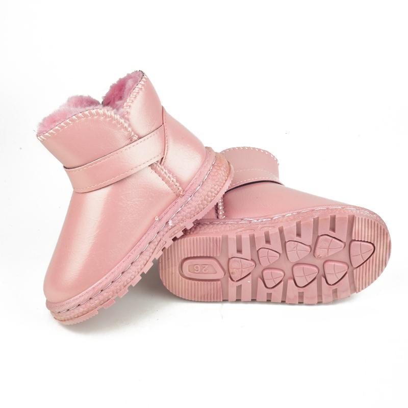 

Кожаные утолщенные ботинки Детские зимние теплые ботинки для снега Обувь для мальчиков и девочек Водонепроницаемые ботинки для малышей Утолщенная хлопковая обувь 26 розовый