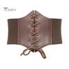 Women Corset Elastic Waistband Lace-up Wide Belt Solid Color Imitation Leather Outfits Dresses Tops Waist Cincher