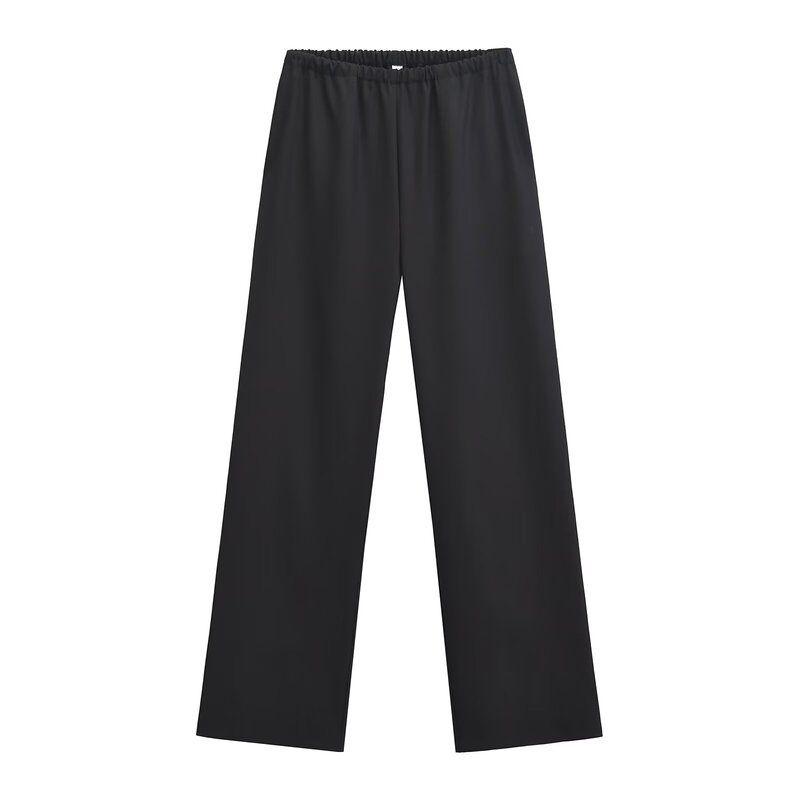

Fashion Wind 2024 New Fall Women s Clothing Easiest for Match Bowknot Decoration Drape Shirt High Waist Pants 9458358 Black pants M