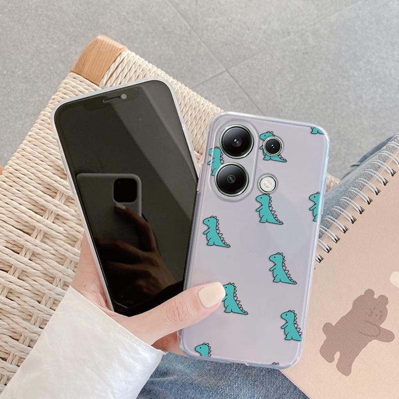 

Мягкий силиконовый чехол с рисунком динозавра для Samsung A55 A35 M35 Xiaomi Redmi Note 13 Pro iPhone Huawei Honor Realme Camera Защитный противоударный чехол Honor X8b