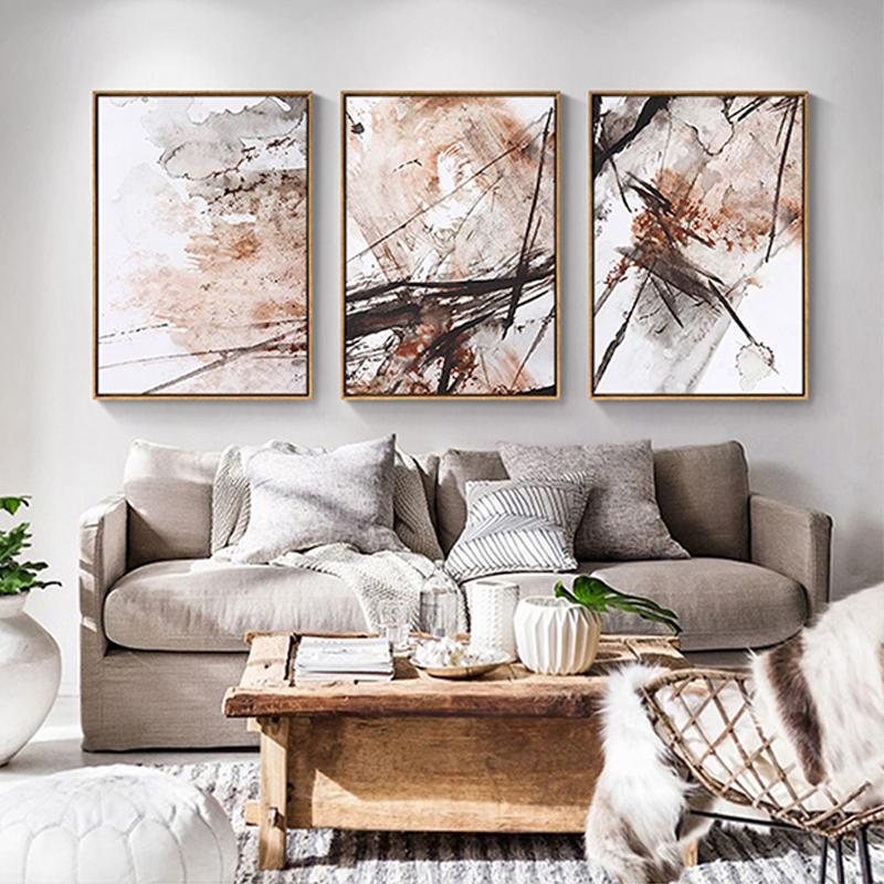 Abstraktní Splash Orange Slavný barevný tisk a plakát pro vchod do obývacího pokoje Severský styl Akvarel Nástěnná malba na plátno