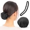 Bun Hair Hair Hair Shiny and Chignon Silk Bun Net Black with Long Cover, Tie, 100% Silk, Scrunchie, Care, "Makes Smooth," Net, Cap, (Regular, Elastic)