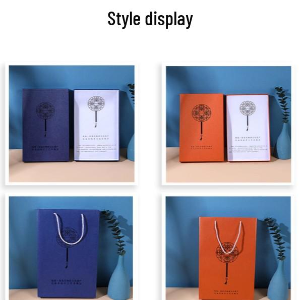 Ancient-Style Chinese Round Fan Gift Box with Lid and Gift Bag