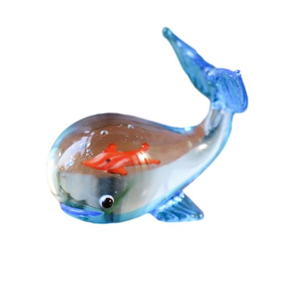 Yousheng Desktop Ornament Ocean Themed Whale Shape High Borosilicate Glass Decorative Figurine Home Office Decoration