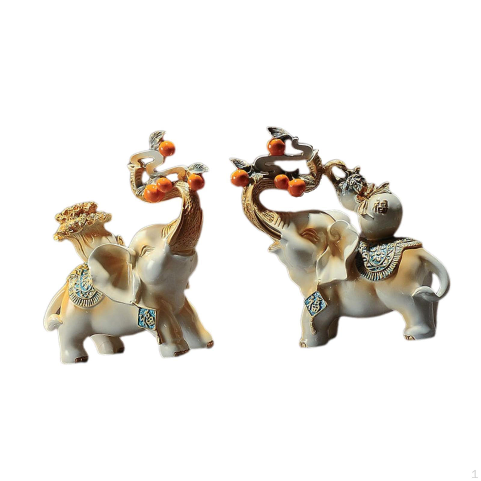 

2 шт. Фигурки слонов для подарка на новоселье, украшения фэншуй, настольная витрина белый