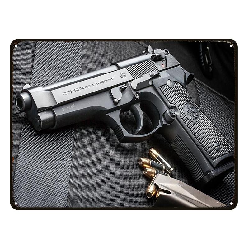 HD NUOVO Pistola Pittura su Latta Segno in Metallo Poster Vintage Casa Soggiorno Bar Club Festa Man Cave Arte Pittura Decorativa da Parete