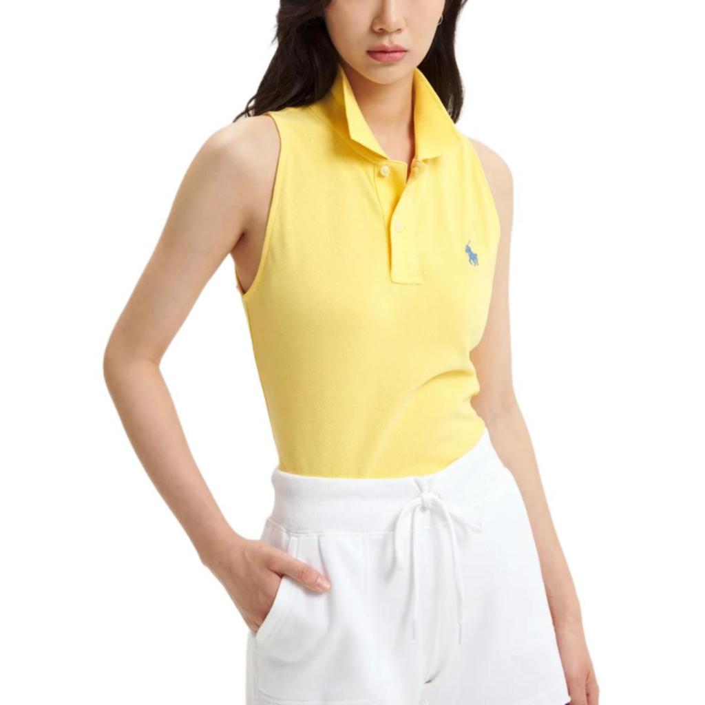 Polo Ralph Lauren Smal passform Enfärgad Ärmlös Pikétröja Dam Toppar Gul WMPOKNINB920039-700