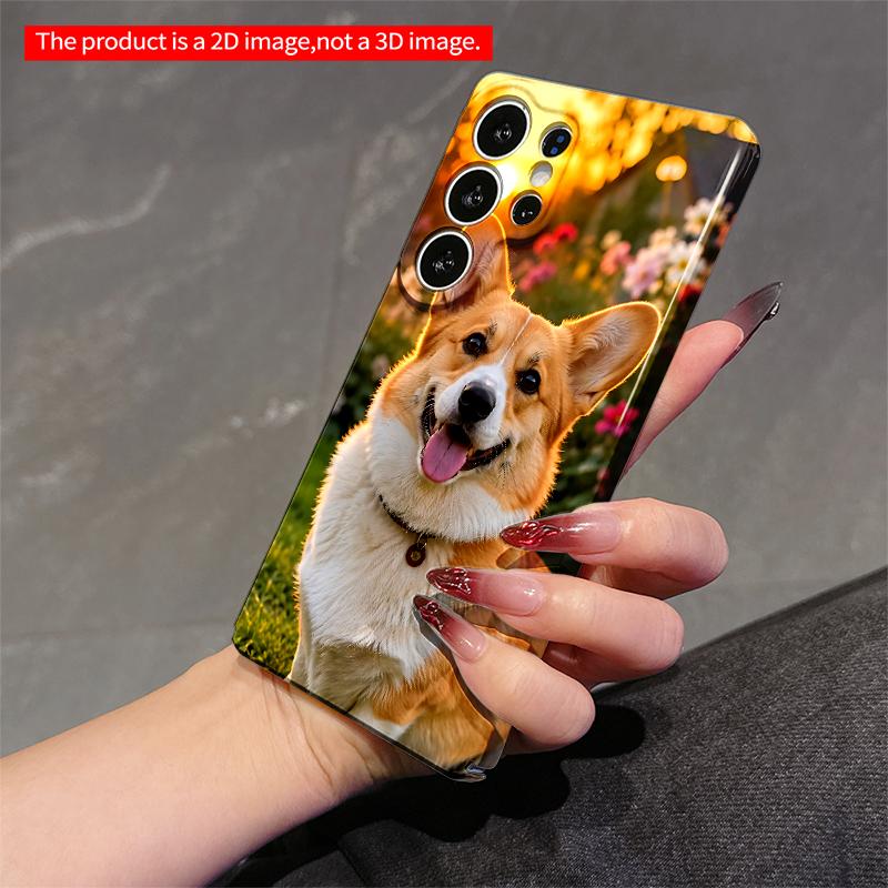 2DFlat Samsung phone case Corgi Sunset Garden Pet Photo Phone Case Applicable to Galaxy S22 S23 S24 S25ULTRA S26 A12 A13 A14 A15 A16