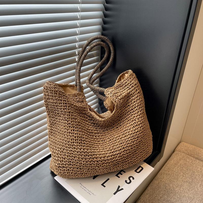 Casual Large-capacity Straw Woven Bag Women's New Women's Bag Versatile Shoulder Bag Straw Woven Tote Bag