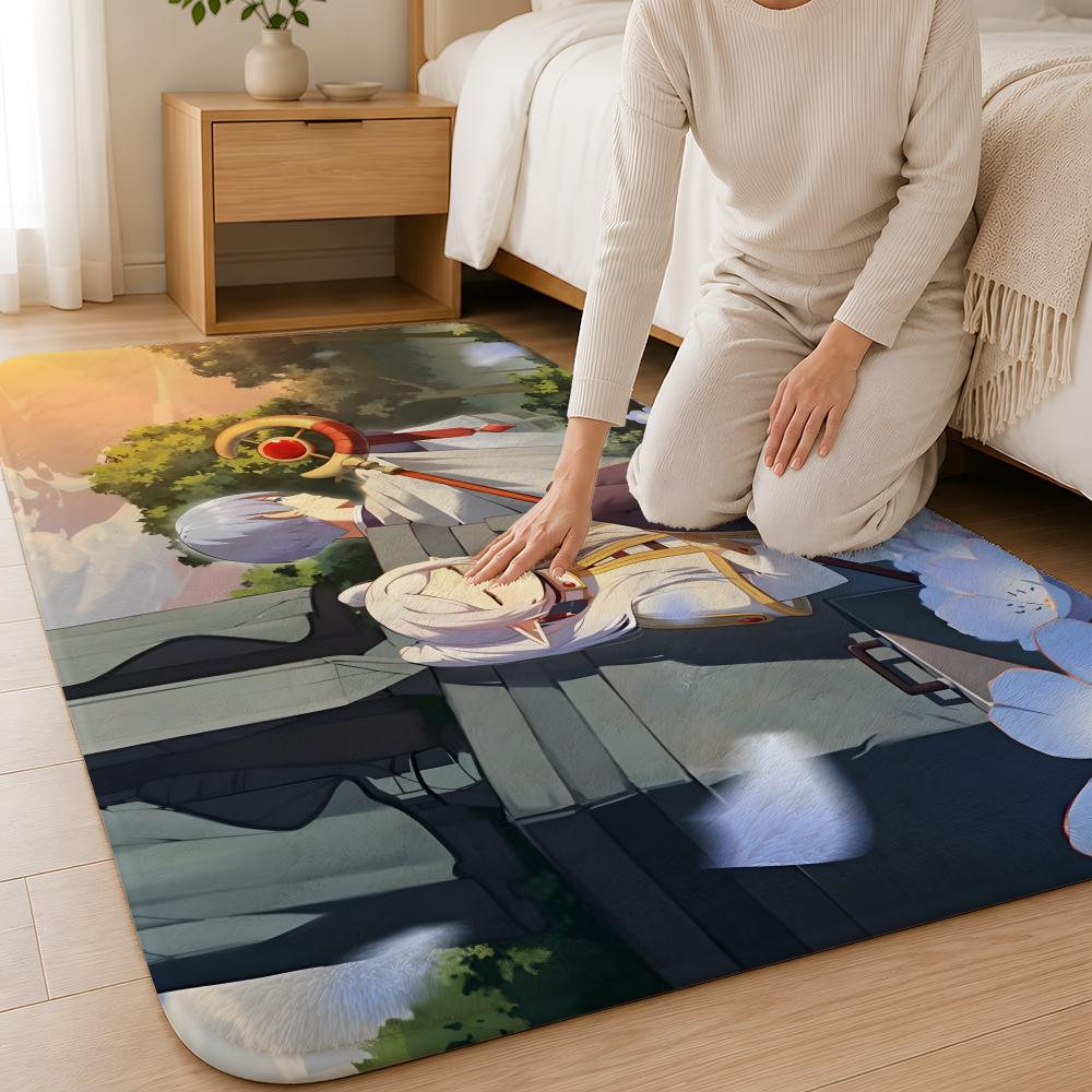 Anime F-Friend Cute Floor Mat Machine Washable Soft Flannel Area Rug, Non-Slip Absorbent Floor Mat for Living Room Bedroom