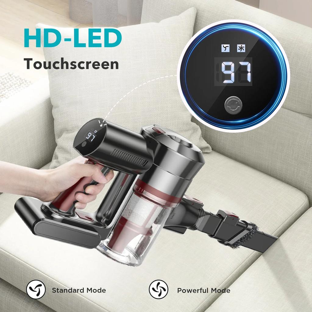 SZRSTH Akku-Staubsauger, 38000 Pa/450 W, 50 Min. Akkulaufzeit, 2500 mAh, für Haushalt, Tierhaare, Teppiche und Holzböden