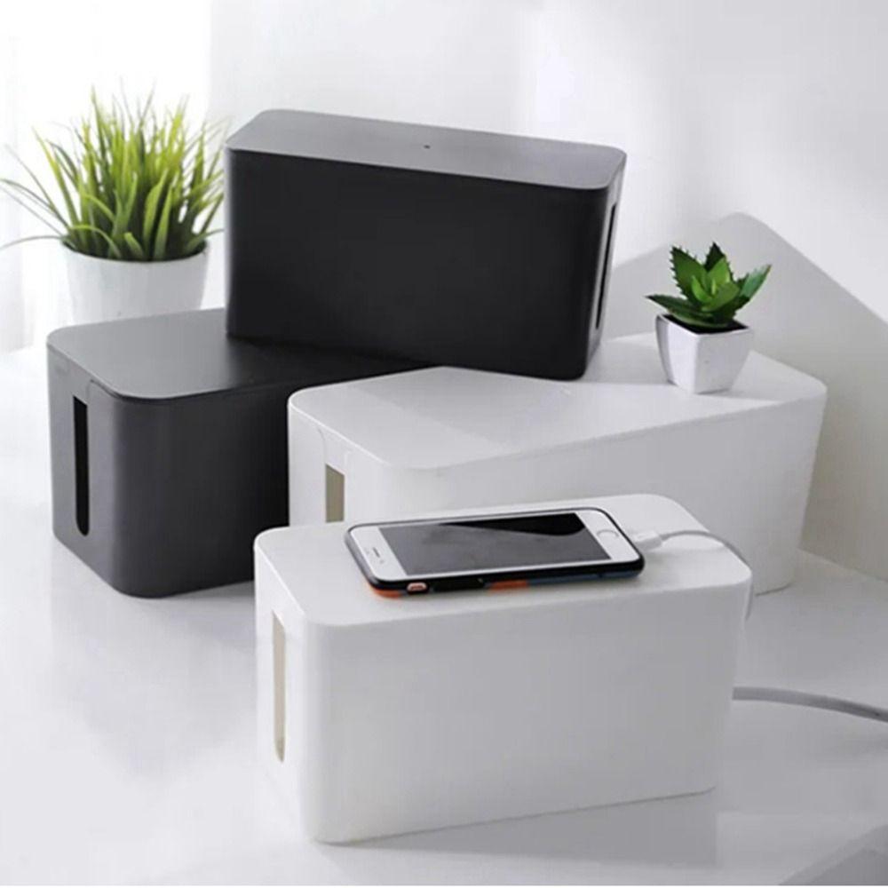 White Hidden Desktop Cable Finishing Line Storage Bin Wire Case Power Strip Case Cable Storage Box