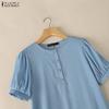 ZANZEA Women Casual Round Neck Loose Short Sleeve Splice Dress