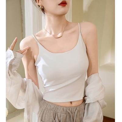 Sommer Damen Baumwolle mit BH-Einlagen innen Die Poly Poly Verdickung Verdickung Zeigen Brüste Groß Außen Camisole Tanktops