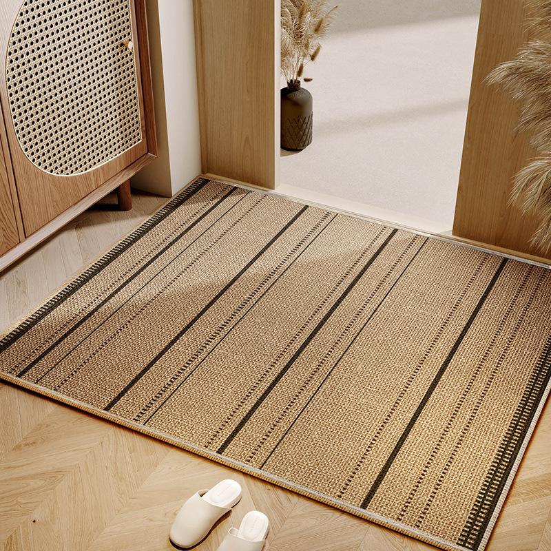 Simple Linen Floor Mat, Water-Absorbing Quick-Drying Non-Slip Mat, Home Floor Mat Entrance, Door Rub Foot Carpet