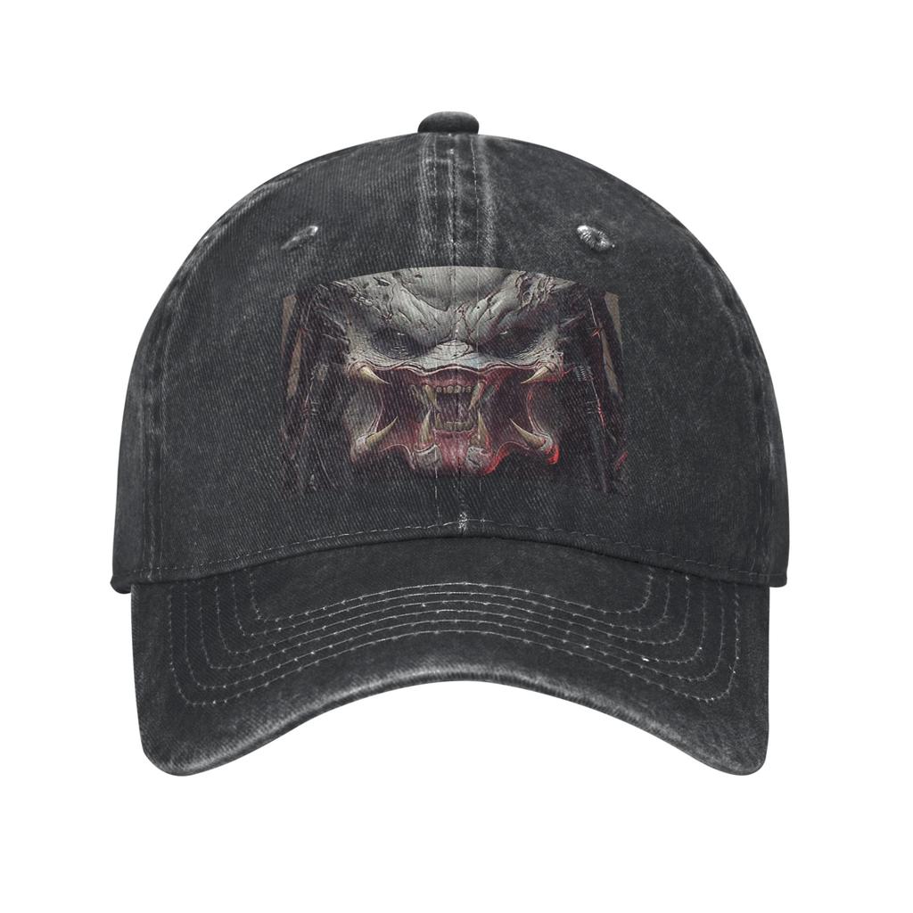Predator Smile Horror Xenomorph Alien Monster Denim Fabric Cap Casual Baseball Caps Adjustable Hat Summer Unisex Baseball Hats