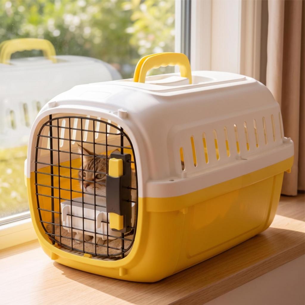 Hard-Sided Pet Carrier Ventilated with Litter Tray Protected Cat