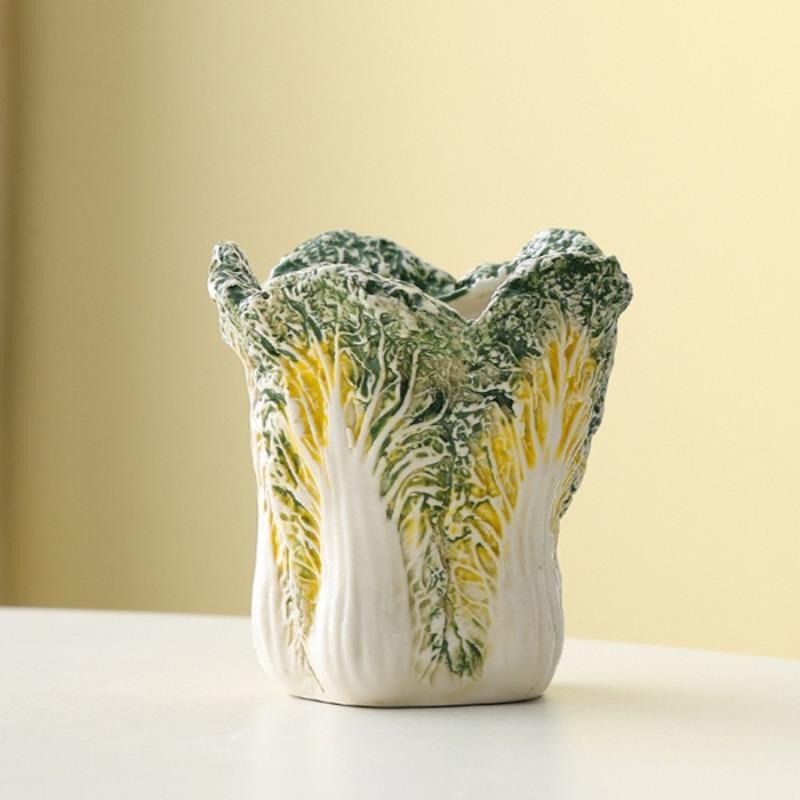 

1pcs Makeup Brush Storage Box Ceramic Chinese Cabbage Pen Holder Ornament Dressing Table Cosmetic Lipstick Desk Organizer Box