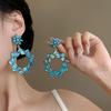 Orecchini a Bottone Geometrici Floreali con Strass Corte Europea Ago d'Argento - Accessori Lussuosi, alla Moda, Raffinati