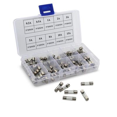 Nieuwe 100 stuks 5x20mm Snelwerkende 0.2A-15A Auto Auto Vrachtwagen Glazen Buis Zekeringen Assortiment
