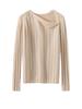 Women's Casual Cashmere Double-Breasted Round Neck Ribbed Sweater