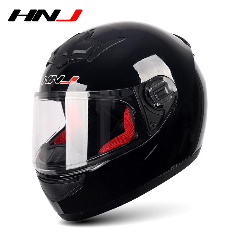 HNJ Unisex Full-Face Summer Motorcycle Helmet with Gray Riding Horns - Stylish and Safe for Racing