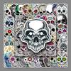 50-Pack of Iridescent Halloween Skull Stickers for Suitcases, Scooters, Tablets, Phones, and More