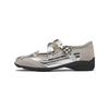 Augustine Silver Mary Jane Women's Shoes 2025 New Summer French Exterior Ballet Single Shoes Square Head Small Leather Shoes