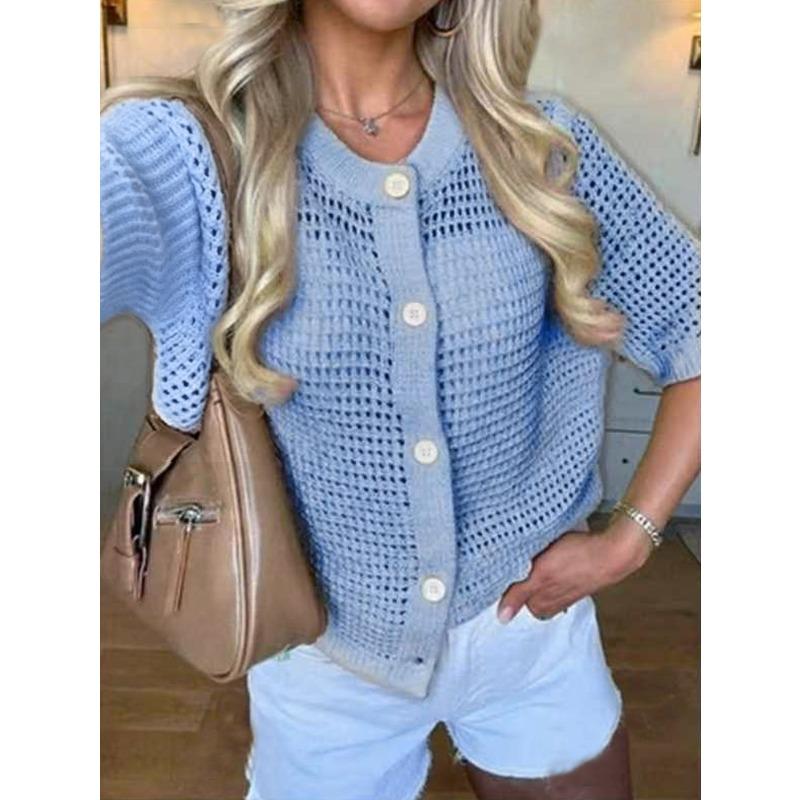JPNTKY Damenmode Lässig 1/2 Ärmel Rundhals Blusen & Hemden