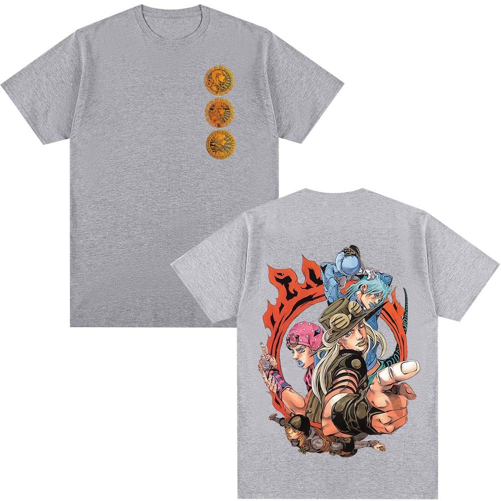 

Anime JoJo Bizarre Adventure STEEL BALL RUN Gyro Zeppeli Diego Brando Johnny Joestar TShirt Unisexs Womens Cotton Y2K Tshirt 4XL