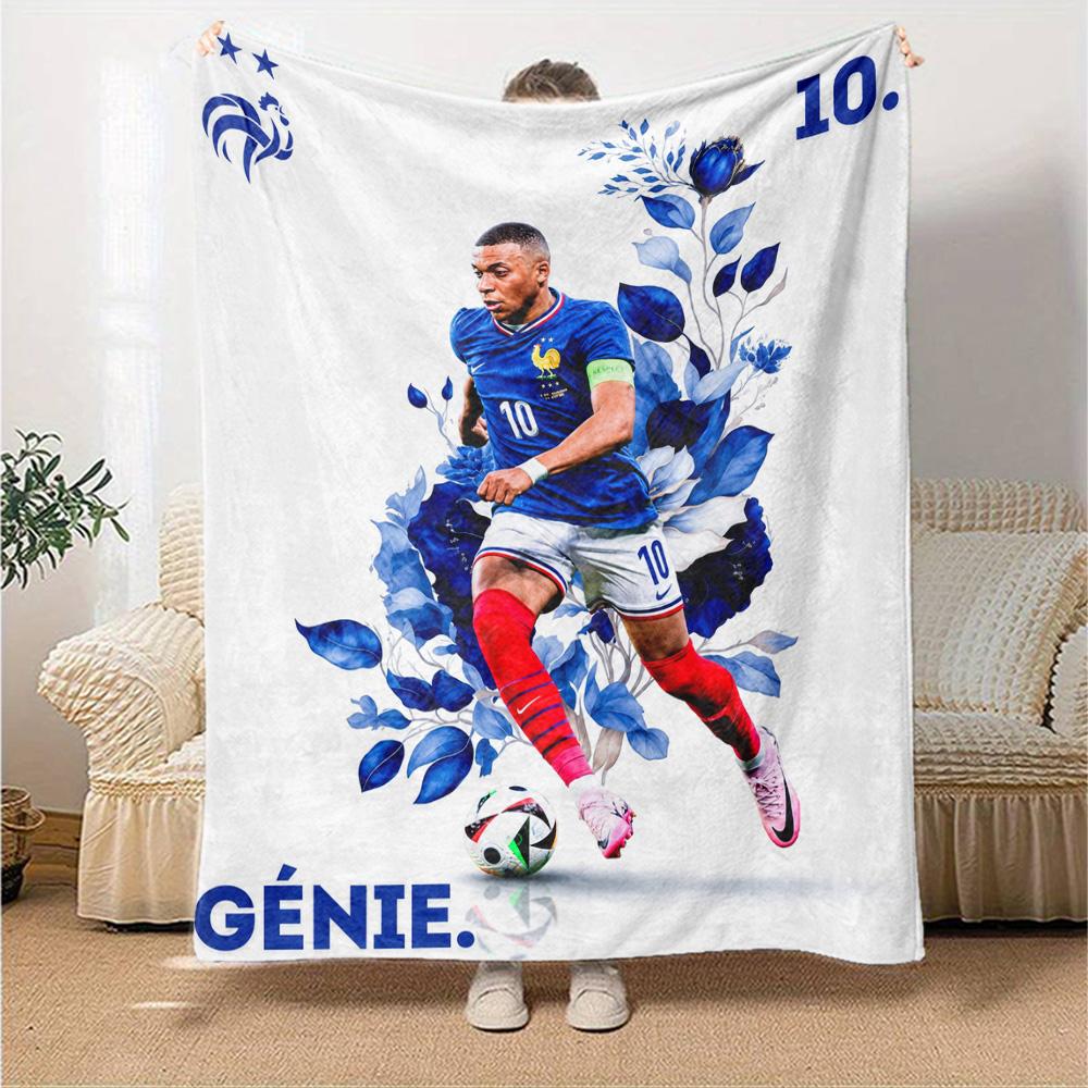 Star Player Kylian Mbappé Blanket Comfortable Great for Office Couch Bed for All Seasons Playful Design Best Holiday Gift for Friends Family