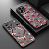 Cherry Bowknots Print Case For iPhone 17 Pro Max Case iPhone 16 15 14 13 Pro Max 17E Magnetic For Magsafe Thin Ring Hybrid TPU+PC Matte Cover