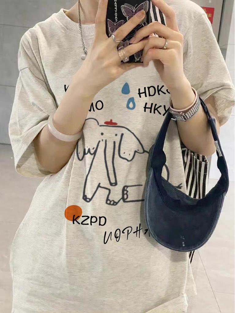 Women's 2025 Cartoon Print Heavyweight Short Sleeve T-Shirt